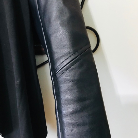 Pleather Sleeve Drape Front Blazer - Picture 5 of 5